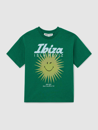 Reiss 3-9 yrs SmileyWorld Sun Motif T-Shirt in Bright Green