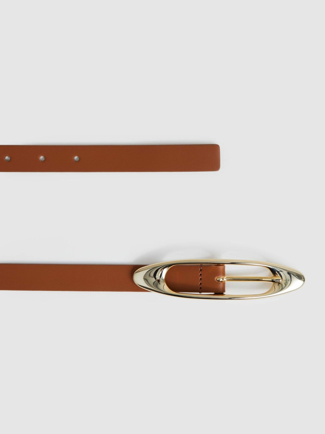 Reiss Leather Oval-Buckle Belt in Tan