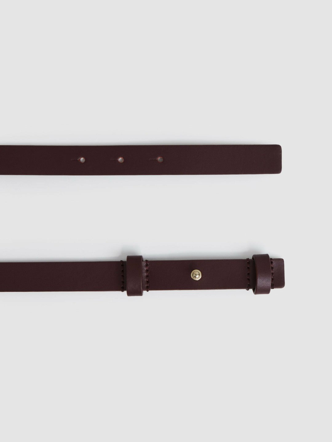 Reiss Leather Square Hinge Belt in Burgundy