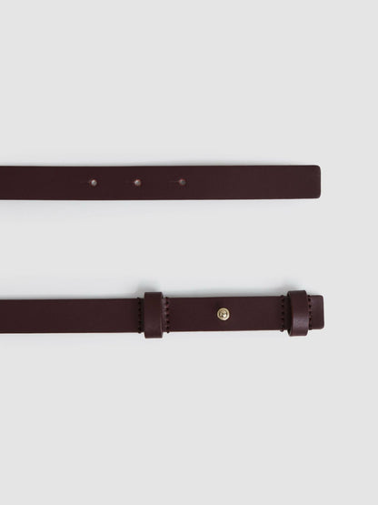 Reiss Leather Square Hinge Belt in Burgundy