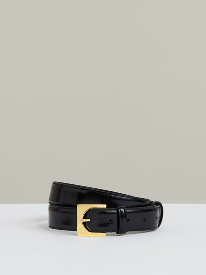Reiss Suede Square Buckle Belt in Black