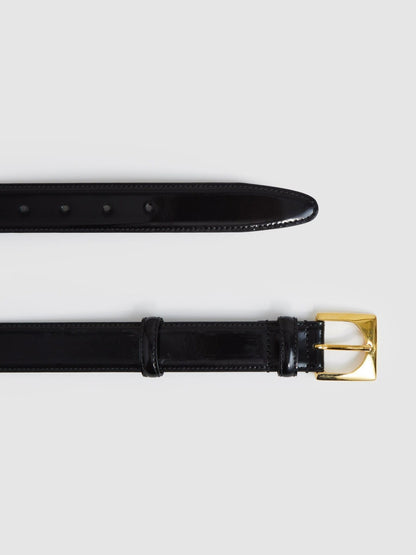 Reiss Suede Square Buckle Belt in Black