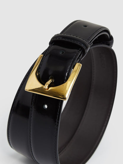 Reiss Suede Square Buckle Belt in Black