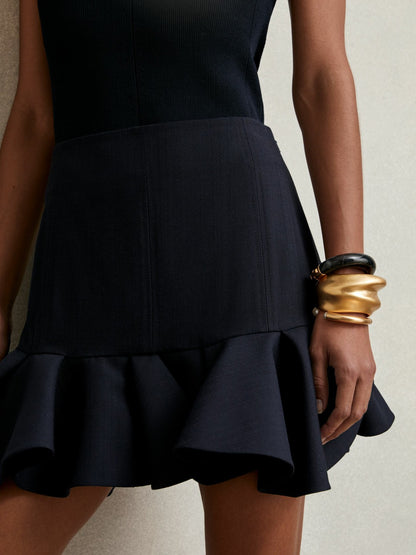 Reiss Ruffle-Hem Mini Skirt in Navy