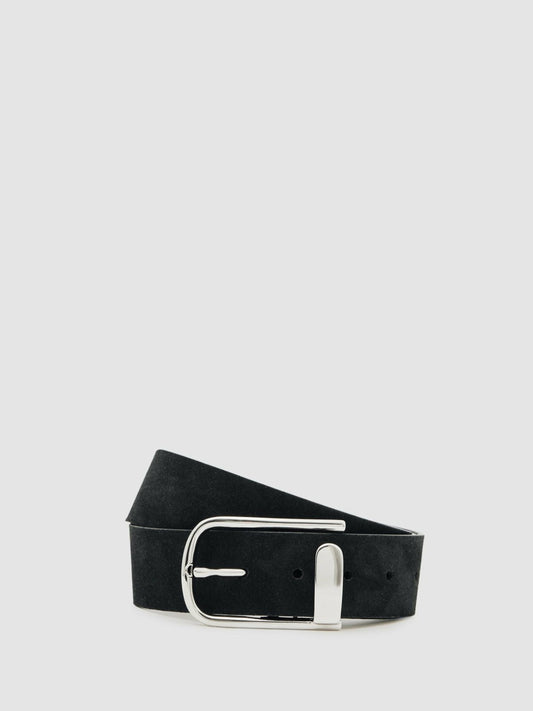 Reiss Suede Half-Keeper Belt in Black