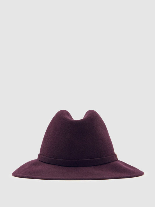 Reiss Wool Fedora Hat in Burgundy