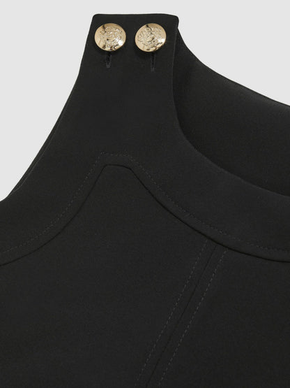 Reiss 13-14 yrs Button-Detail Sleeveless Shift Dress in Black