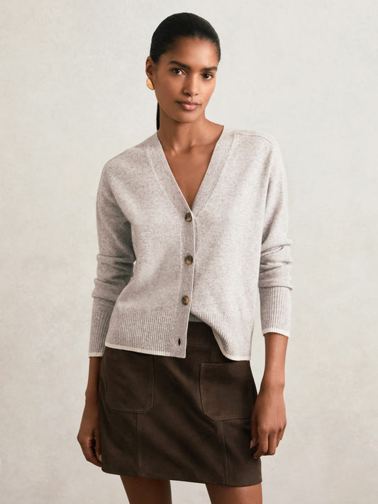 Reiss Mini Suede Patch Pocket Skirt in Chocolate Brown