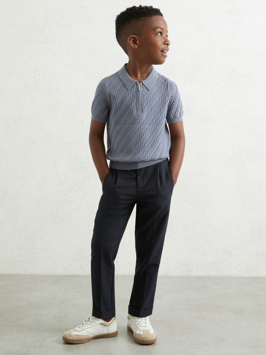 Reiss 9-13 yrs Relaxed-Fit Pleated Tapered Trousers in Navy