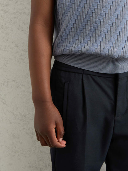 Reiss 9-13 yrs Relaxed-Fit Pleated Tapered Trousers in Navy