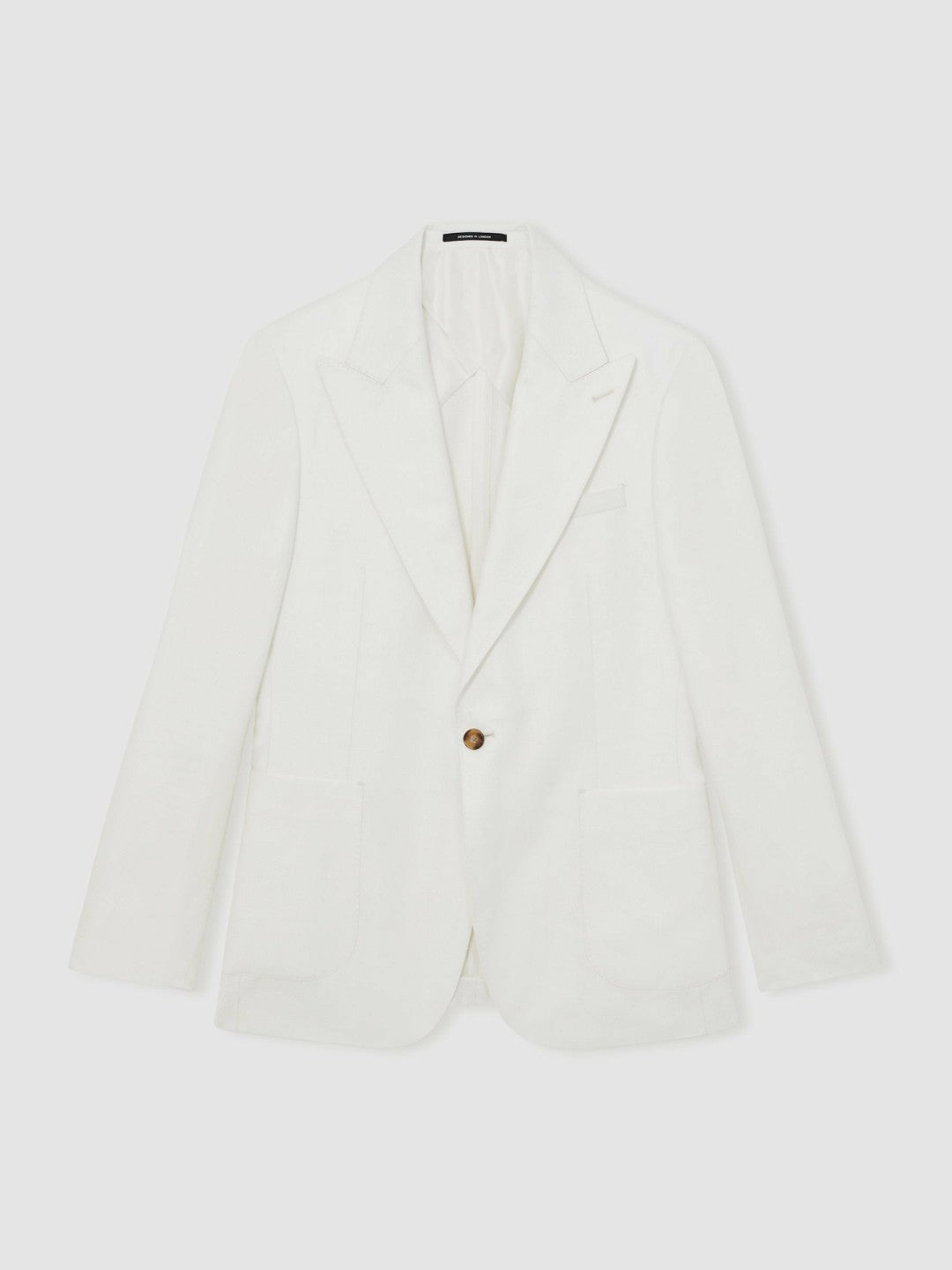 Reiss Slim Fit Lyocell Linen Single Breasted Suit Blazer in White