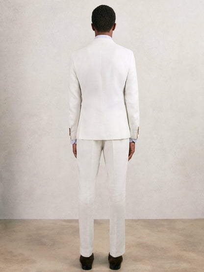 Reiss Slim Fit Lyocell Linen Single Breasted Suit Blazer in White