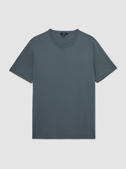 Reiss Airwater-Cotton Crew-Neck T-Shirt in Airforce Blue
