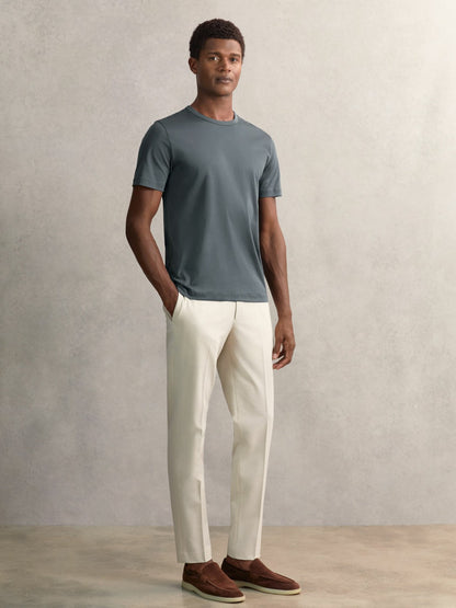Reiss Airwater-Cotton Crew-Neck T-Shirt in Airforce Blue