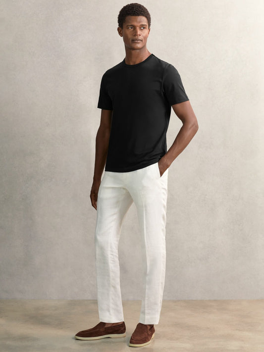 Reiss Airwater-Cotton Crew-Neck T-Shirt in Black