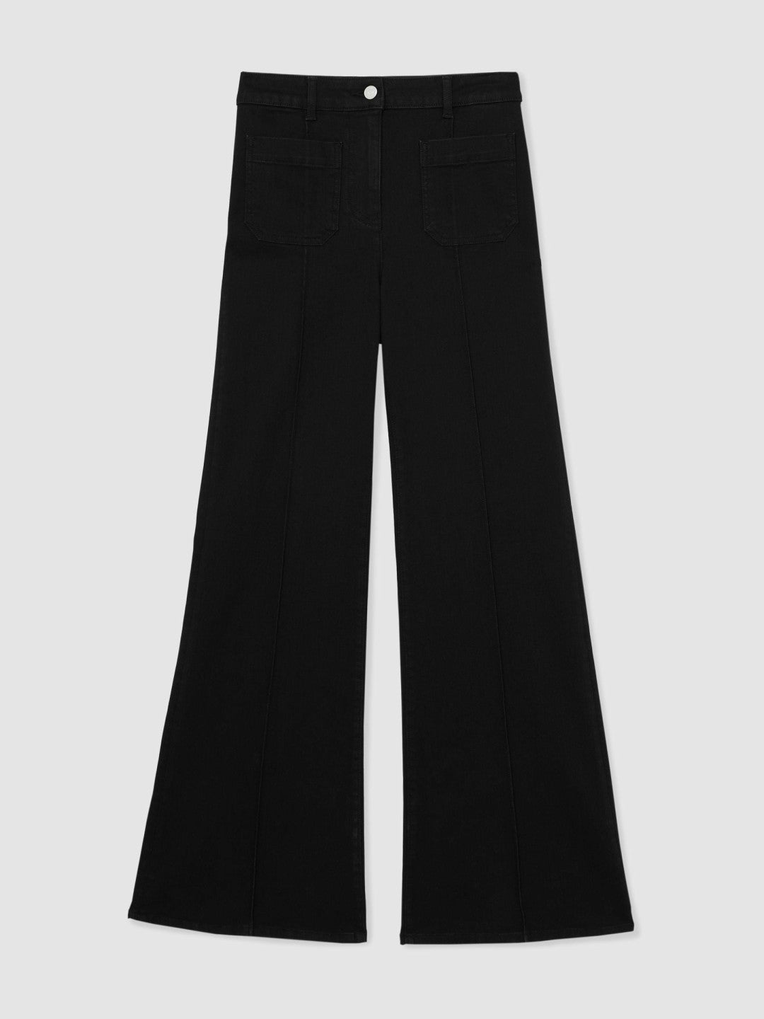 Reiss Petite Patch-Pocket Flared Jeans in Black