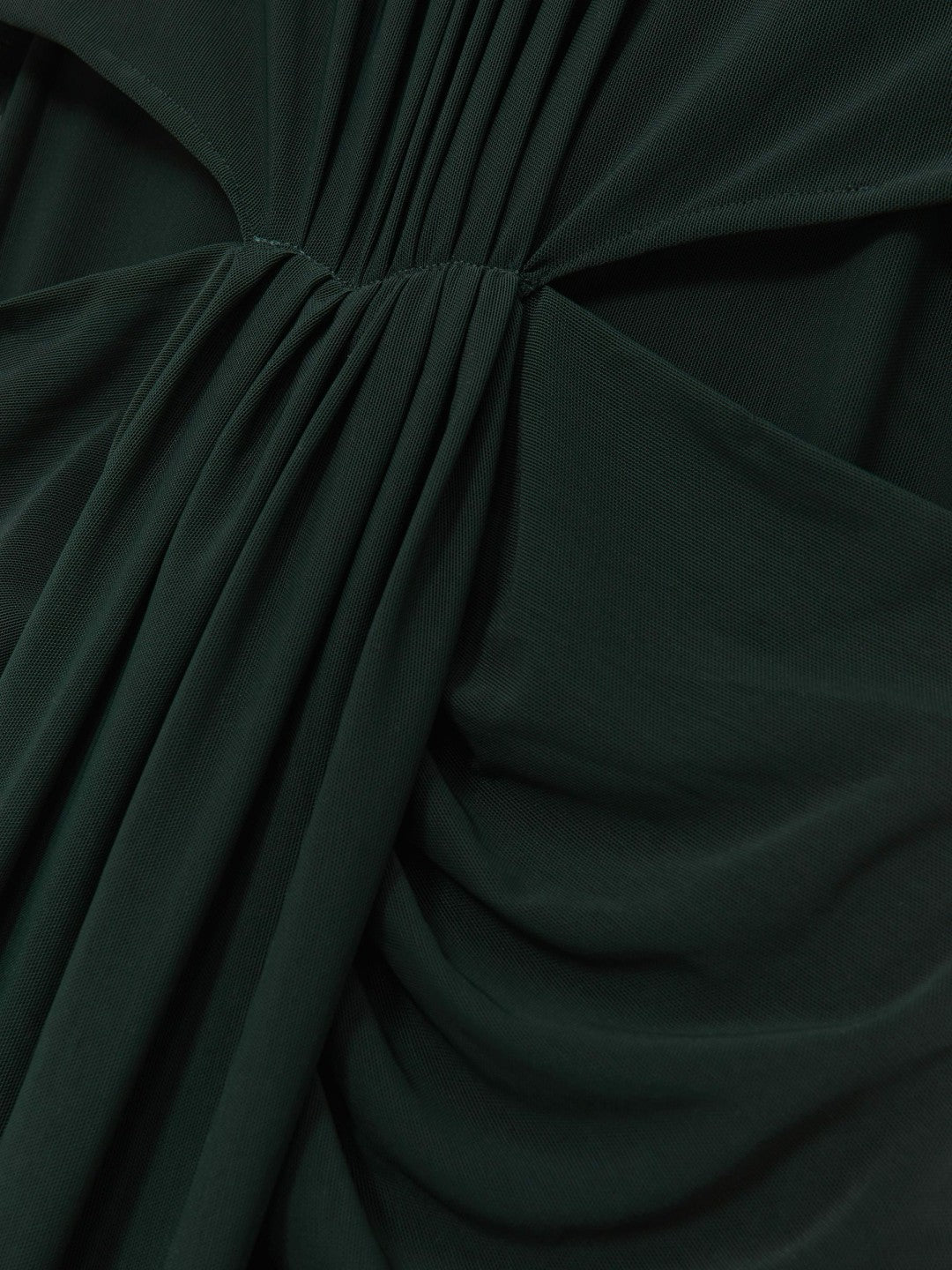 Reiss Petite Ruched Long-Sleeve Maxi Dress in Dark Green