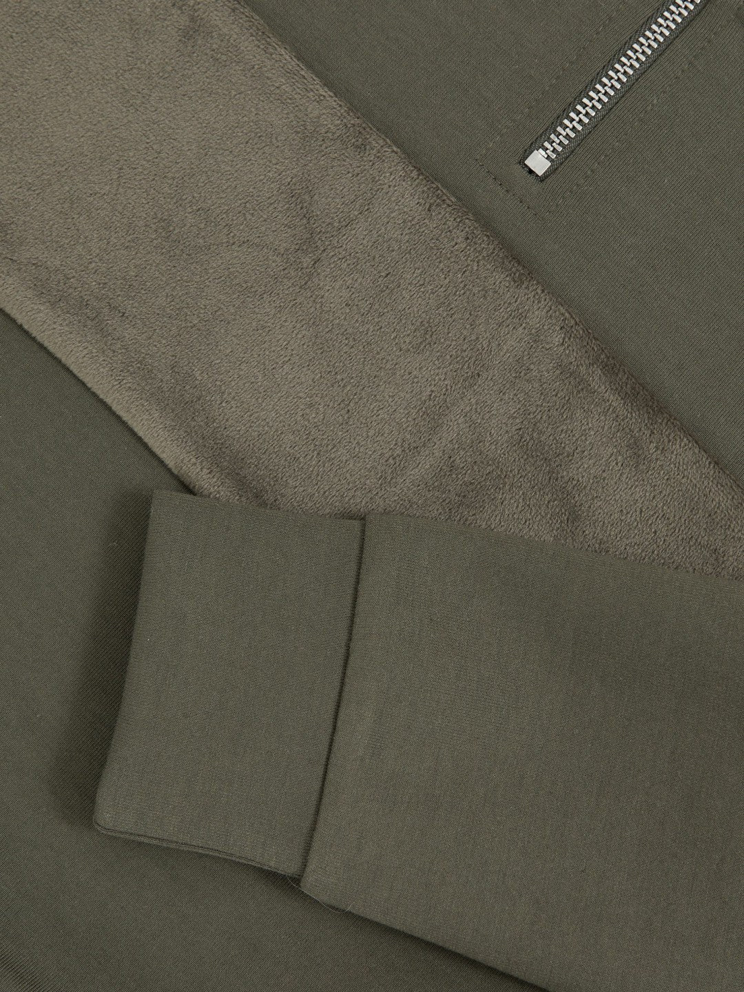 Reiss 3-9 yrs Slim Fit Half-Zip Funnel Neck Velour Sweatshirt in Dark Sage Green