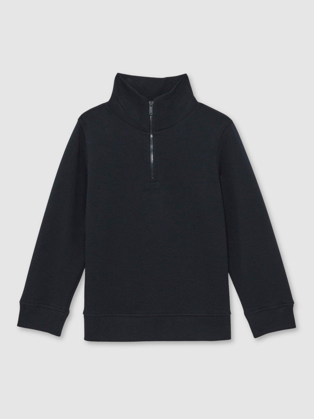 Reiss 3-9 yrs Textured Half-Zip Sweatshirt with Cotton in Navy