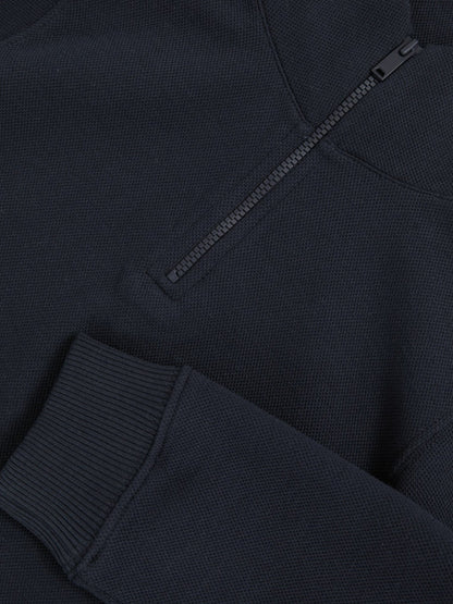 Reiss 3-9 yrs Textured Half-Zip Sweatshirt with Cotton in Navy
