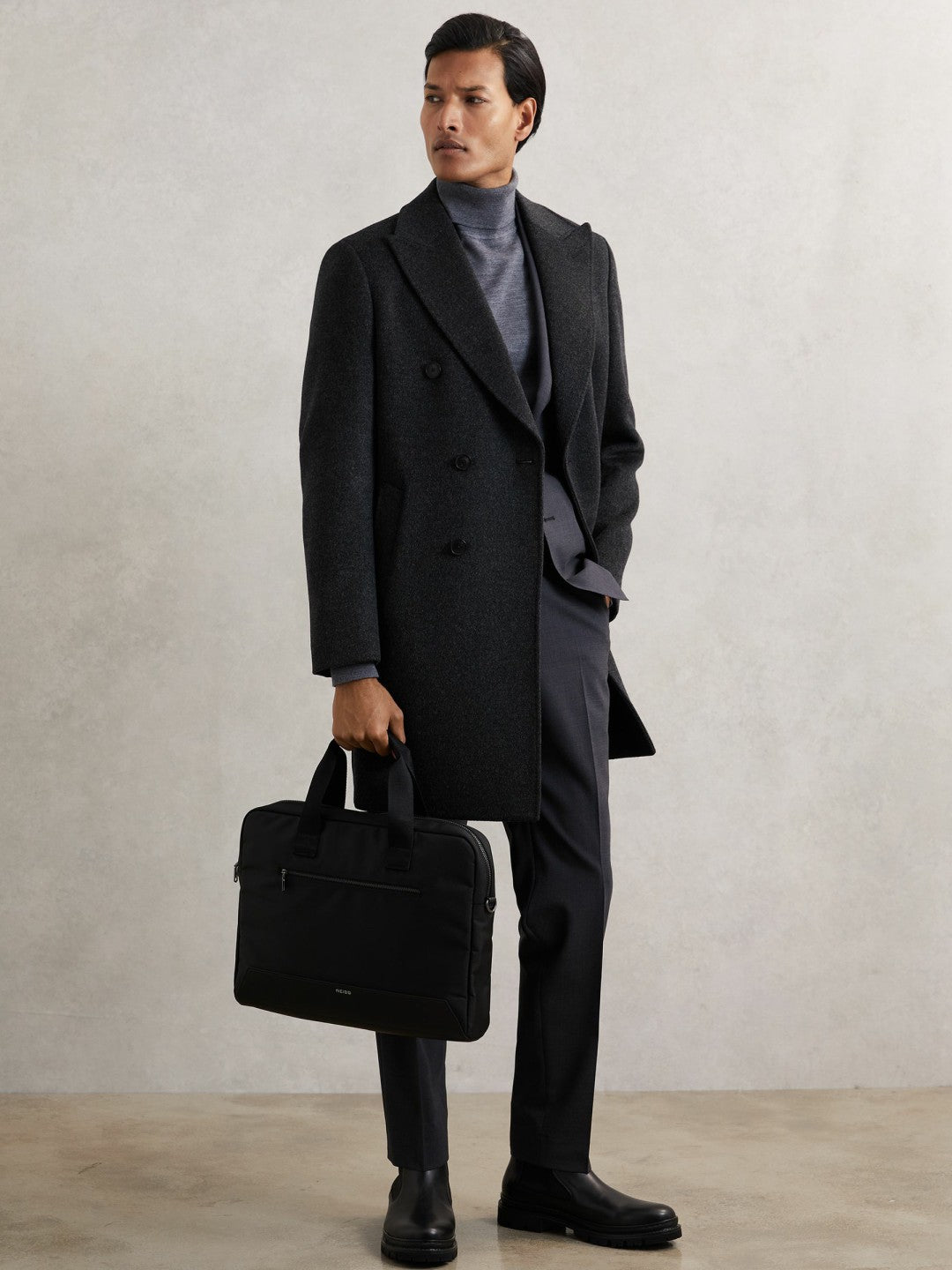 Reiss Woven Briefcase in Black