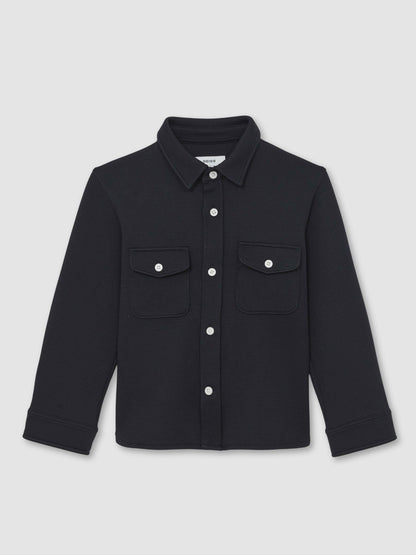 Reiss 9-13 yrs Waffle-Textured Twin-Pocket Overshirt in Navy