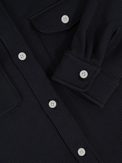 Reiss 9-13 yrs Waffle-Textured Twin-Pocket Overshirt in Navy