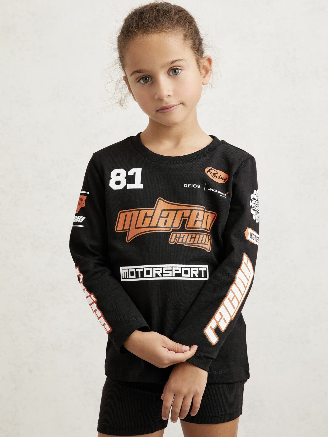 Reiss 9-13 yrs McLaren F1 Team Cotton Logo T-Shirt Unisex Fit in Black