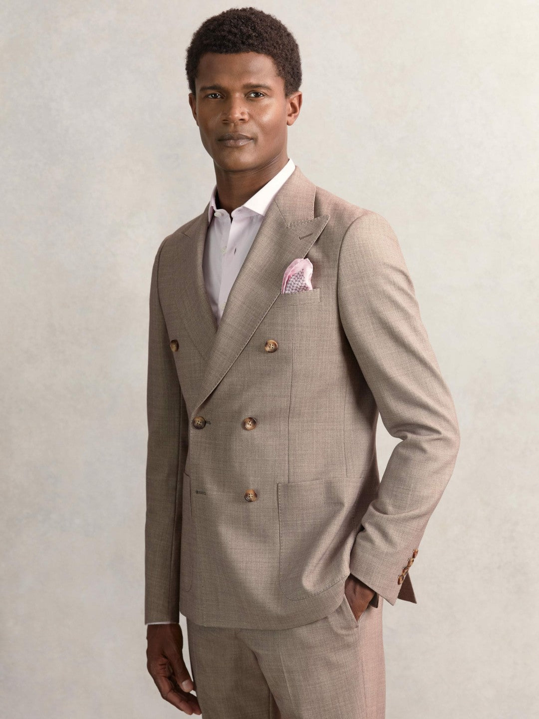 Reiss Geo Chain Detail Pocket Square in Soft Pink