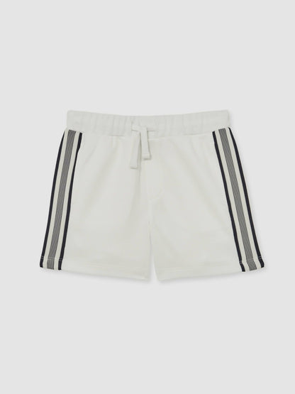 Reiss 13-14 yrs Side Stripe Textured Shorts in White