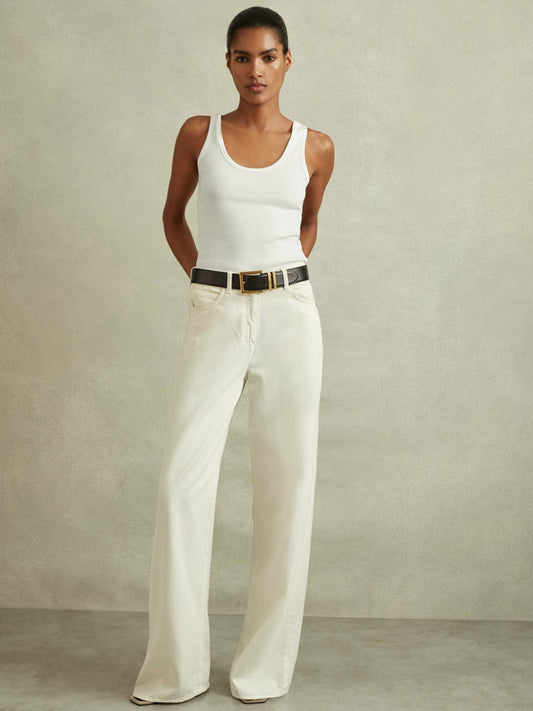 Reiss Stretch-Cotton Ribbed Vest in White