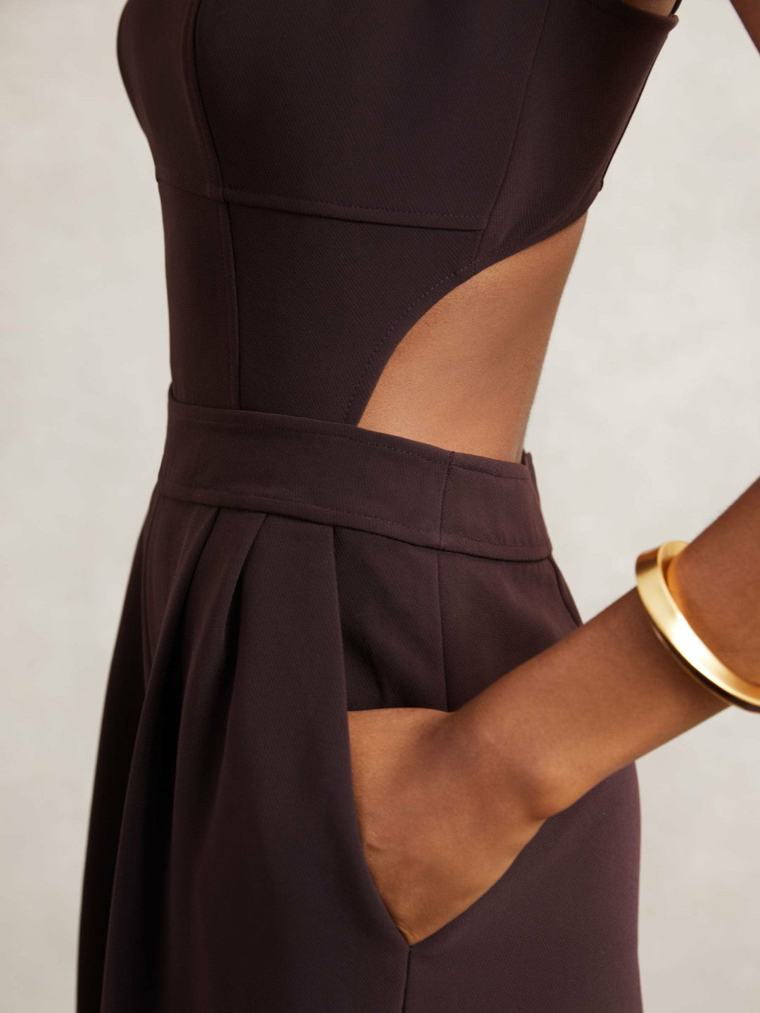 Reiss Petite Wide-Leg Cut-Out Jumpsuit in Burgundy