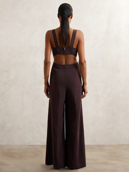 Reiss Petite Wide-Leg Cut-Out Jumpsuit in Burgundy