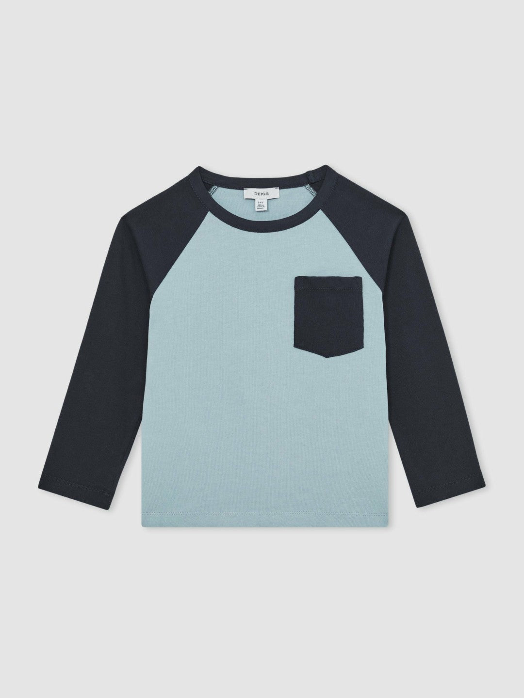 Reiss 9-13 yrs Cotton Colour-Block Long-Sleeve T-Shirt in Navy Blue