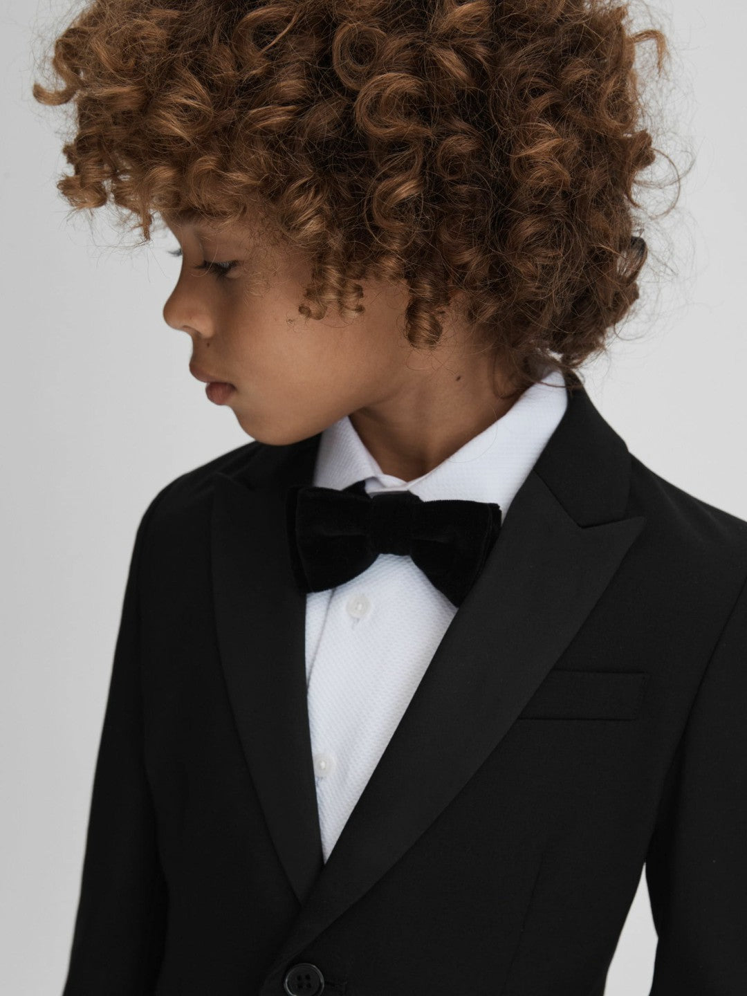 Reiss 3-9 yrs Tuxedo Satin Single Breasted Blazer in Black