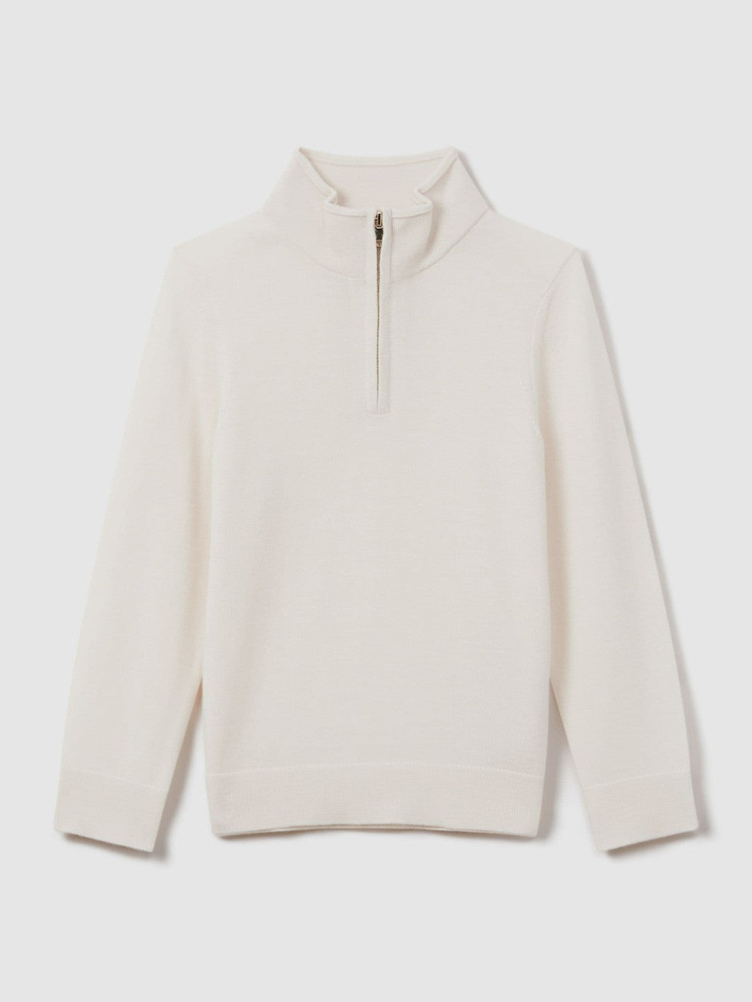 Reiss 3-9 yrs Wool Half-Zip Funnel Neck Jumper in Snow