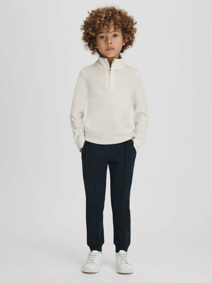 Reiss 3-9 yrs Wool Half-Zip Funnel Neck Jumper in Snow
