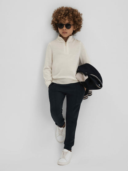 Reiss 3-9 yrs Wool Half-Zip Funnel Neck Jumper in Snow