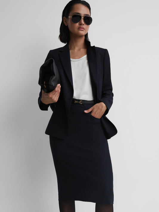 Reiss Tailored Pencil Skirt in Navy