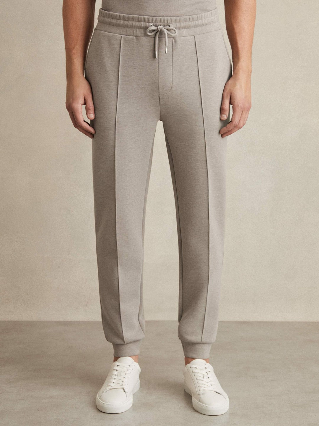 Reiss Drawstring Jersey Joggers in Taupe