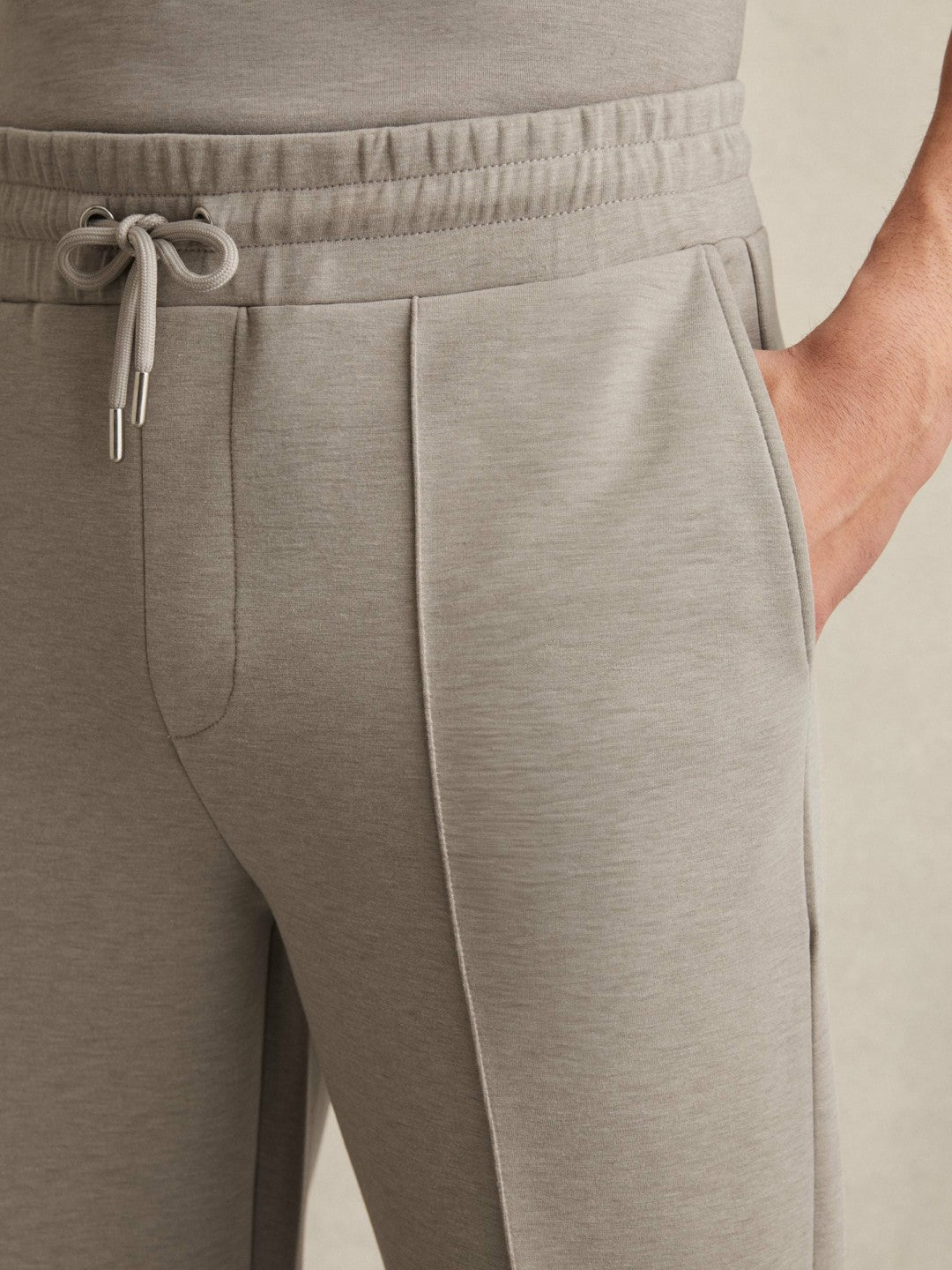 Reiss Drawstring Jersey Joggers in Taupe