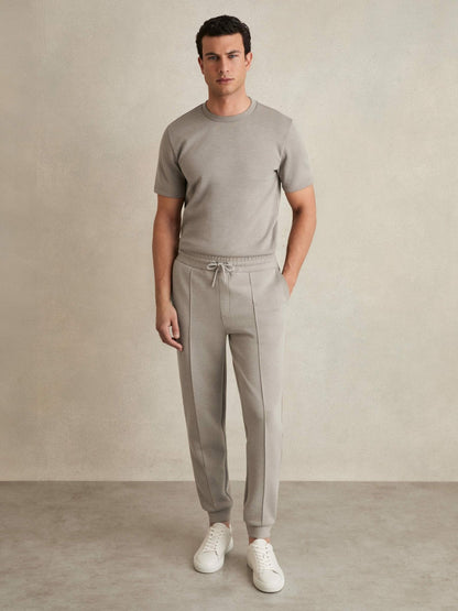 Reiss Drawstring Jersey Joggers in Taupe