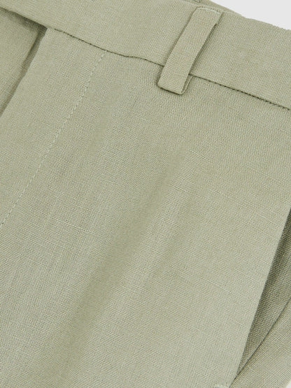 Reiss 9-13 yrs Slim Fit Linen Adjustable Trousers in Apple