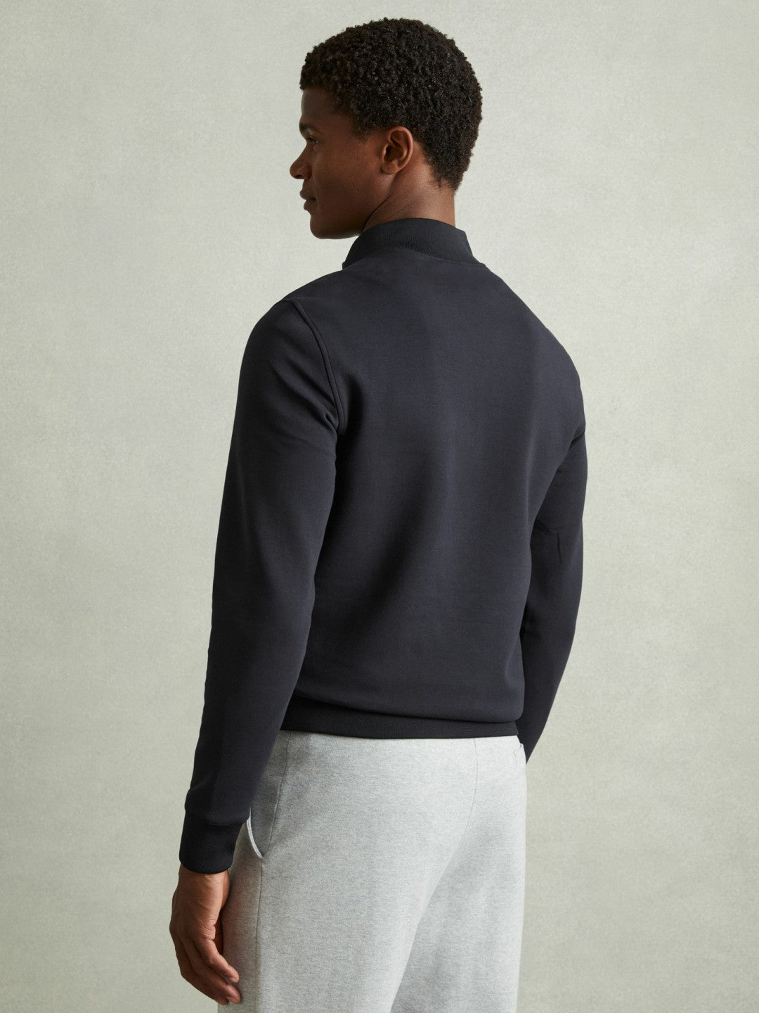 Reiss Hybrid Quilt and Knit Zip-Through Jacket in Navy