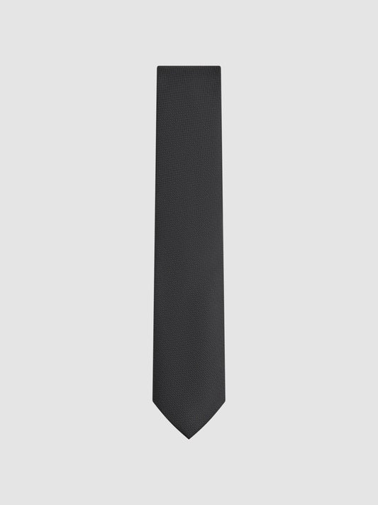 Reiss Textured Silk Blend Tie in Black
