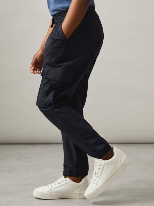 Reiss 9-14 yrs Technical Drawstring Cuffed Cargo Trousers in Navy