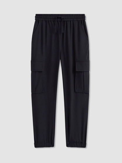 Reiss 9-14 yrs Technical Drawstring Cuffed Cargo Trousers in Navy