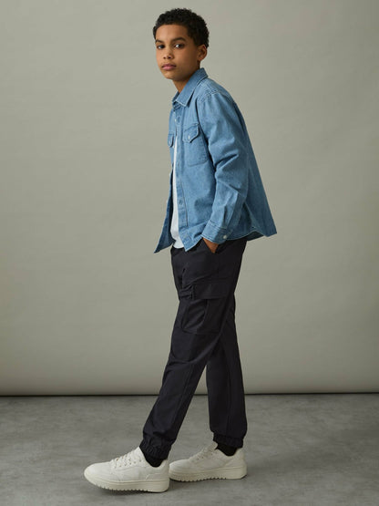 Reiss 3-9 yrs Technical Drawstring Cuffed Cargo Trousers in Navy
