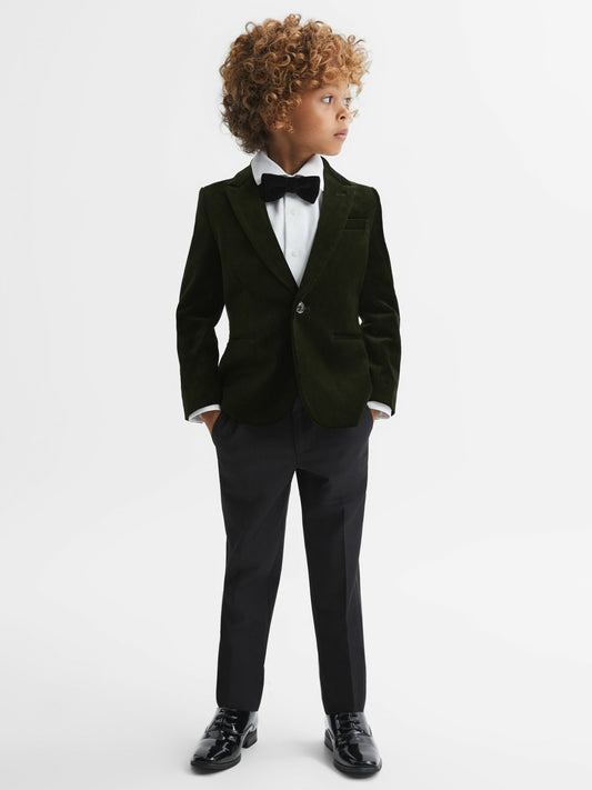 Reiss 9-14 yrs Slim Fit Velvet Single Breasted Blazer in Emerald