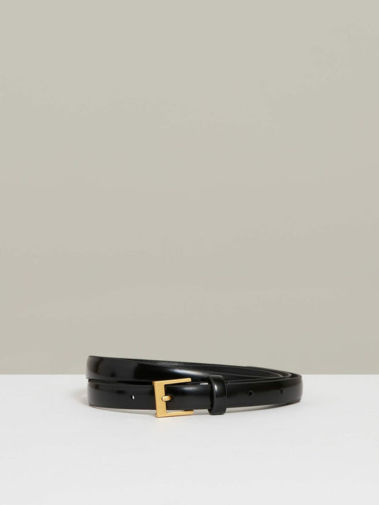 Reiss Thin Leather Belt in Black